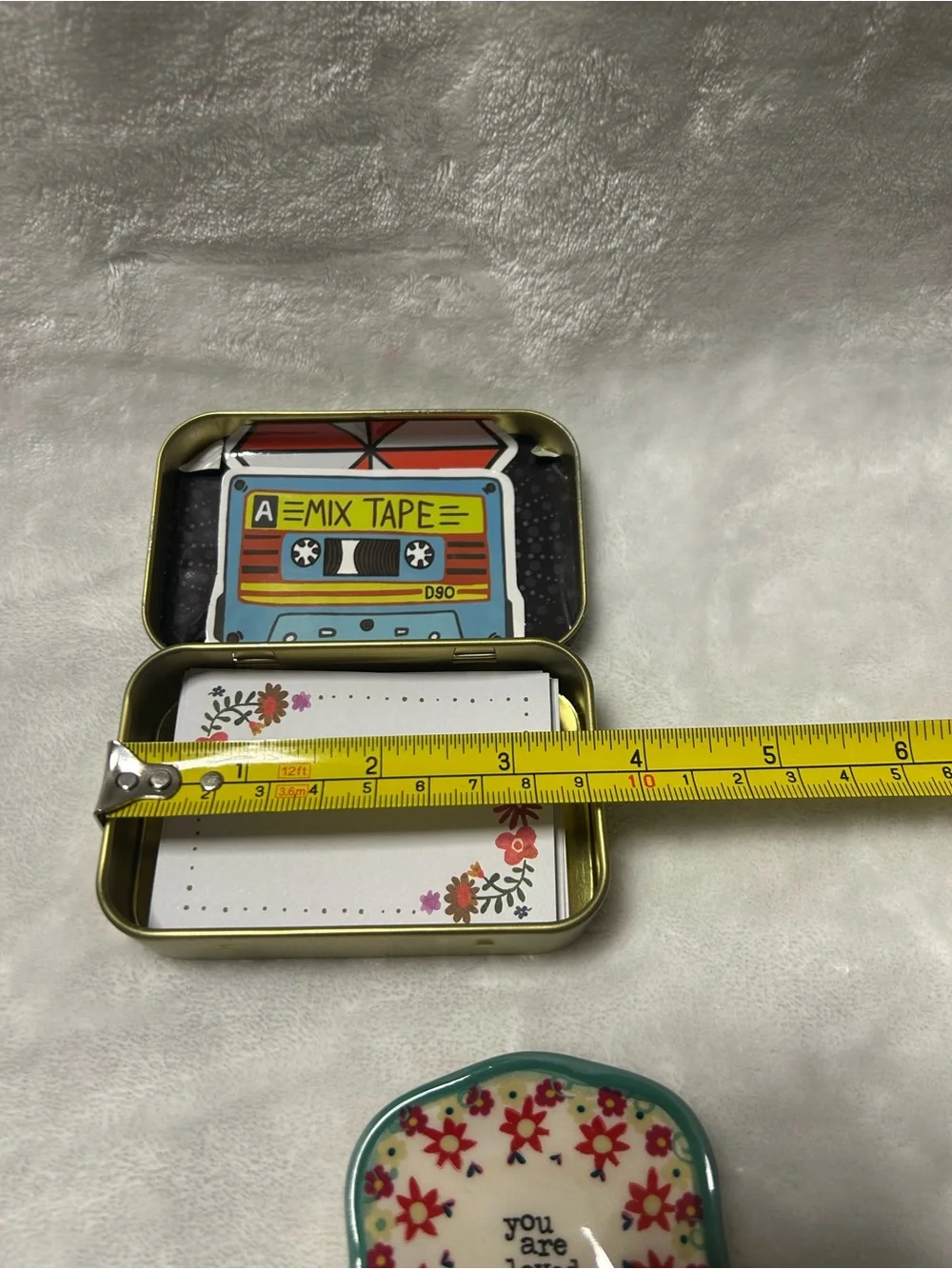Natural Life Always Remember Tin Prayer Box Trinket Dish floral flower design